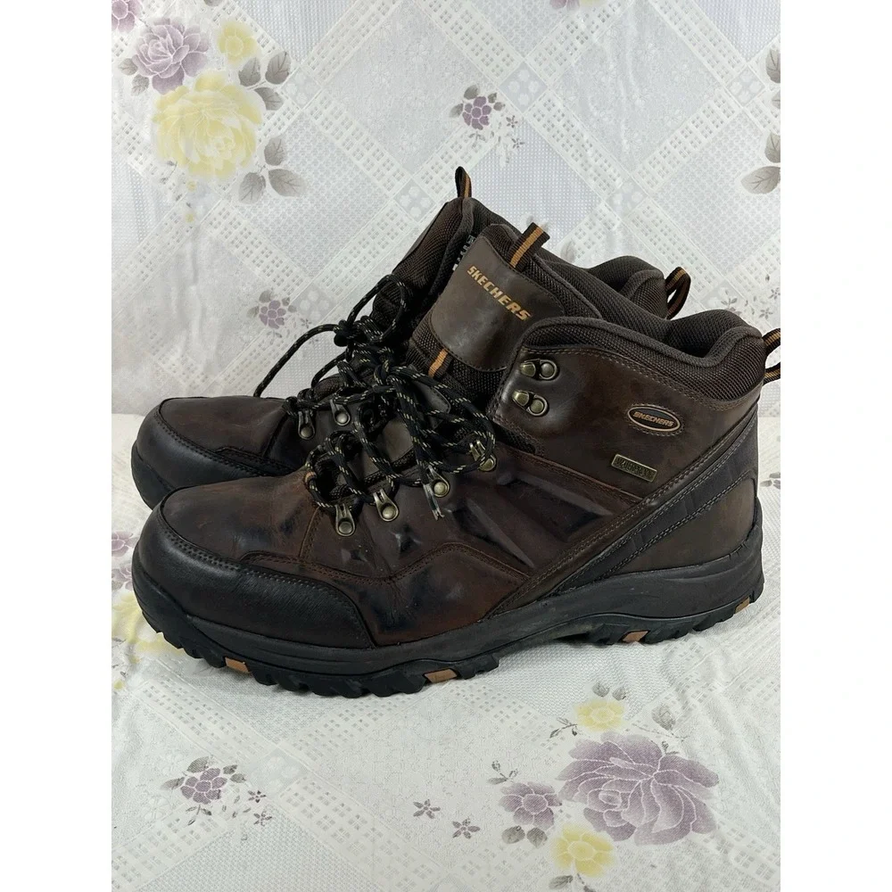Skechers‎ Relment Traven Waterproof Hiking Boots Brown Leather US 15 Men #65529